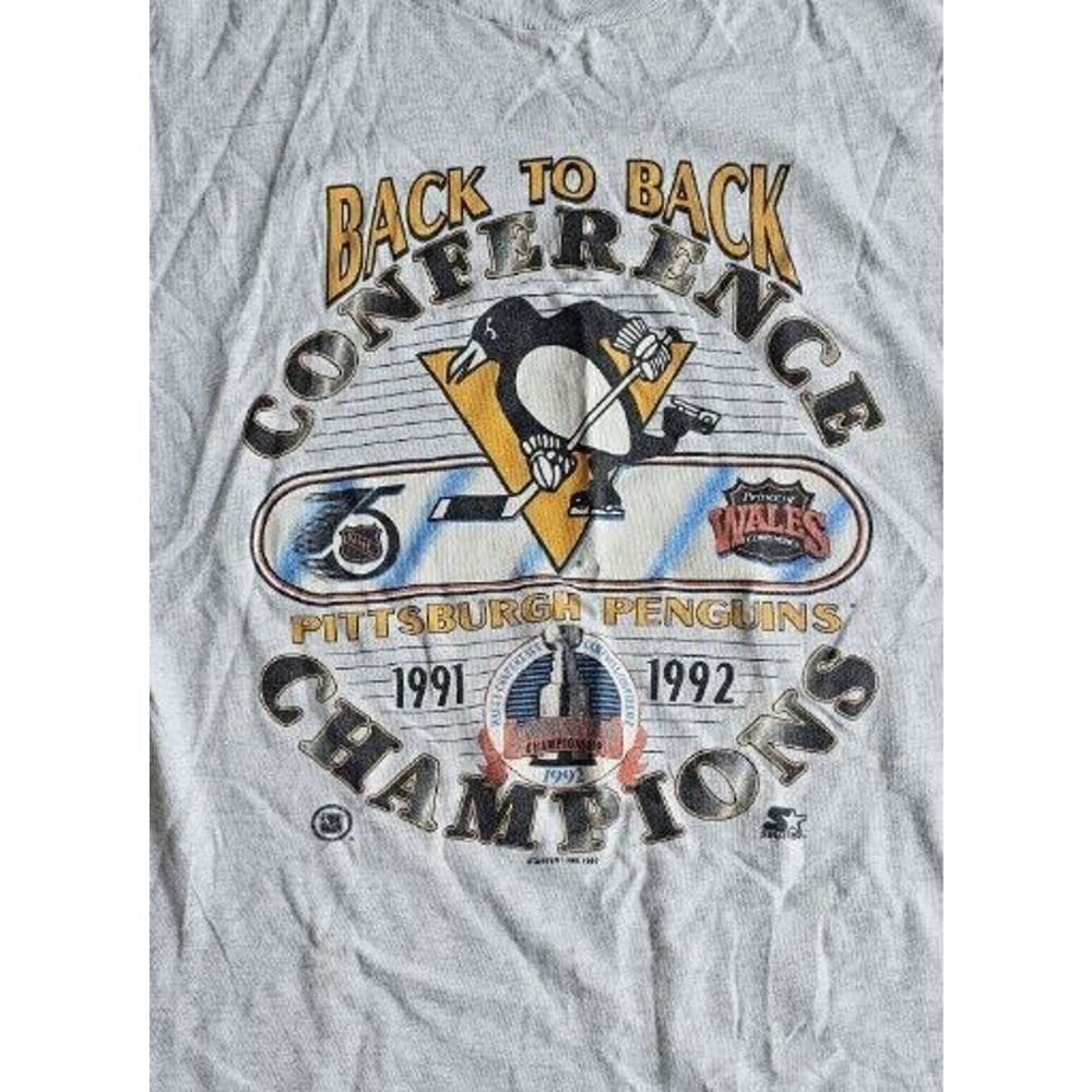 1991/1992 Starter Pittsburgh Penguins Back To Back Stanley Cup Champs Size Large - Picture 2 of 8